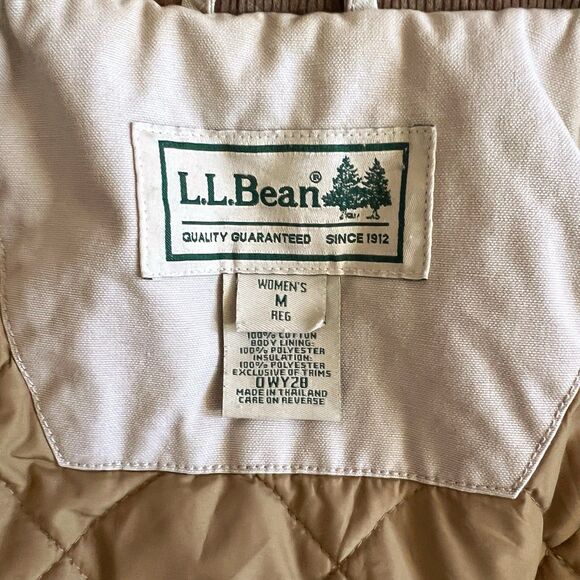 Vintage LL Bean Women’s Barn Coat Jacket Size Medium Tan Quilted Insulated 0WY28 - Picture 5 of 10